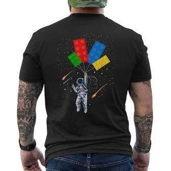 Space Astronaut Master Builder Building Blocks Bricks Men's T-shirt Back Print - Seseable