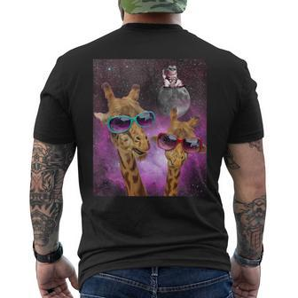 Space Giraffes In A Nebula Cat On The Moon Men's T-shirt Back Print - Monsterry DE