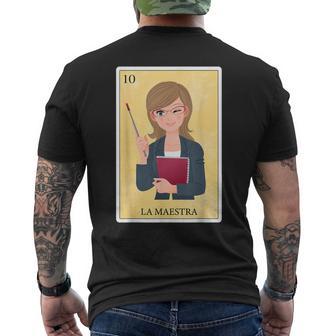 Spanish-Mexican Bingo La Maestra Men's T-shirt Back Print - Monsterry