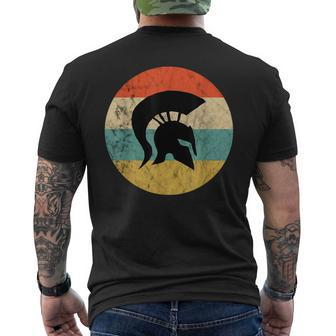 Sparta Soldier Retro Vintage Sunset Spartan Gladiator Helmet Men's T-shirt Back Print - Monsterry