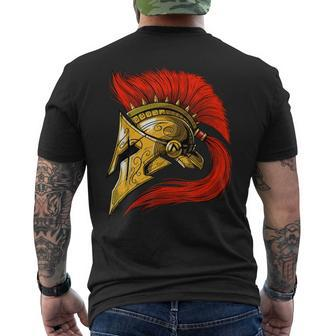 Spartan Warrior Helmet Ancient Greek Mythology Roman History Men's T-shirt Back Print - Monsterry AU