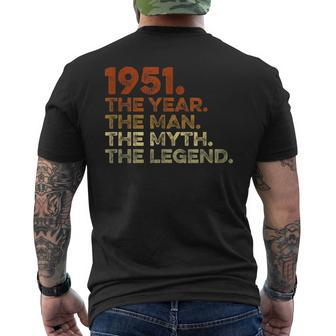 Special Birthday Vintage 1951 Year Man Myth Legend Men's T-shirt Back Print - Monsterry