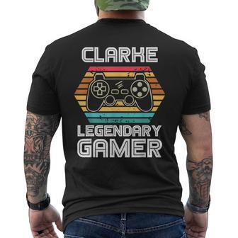 Special Clarke Legendary Video Gamer Custom Name Men's T-shirt Back Print - Seseable