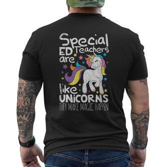 Special Ed Teachers A Like Unicorns They Make Magic Sped Men's T-shirt Back Print - Monsterry DE