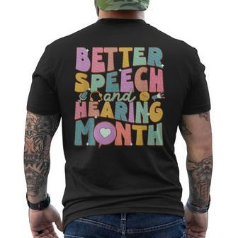 Speech And Hearing Month Slp Speech Language Therapist Men's T-shirt Back Print - Thegiftio UK