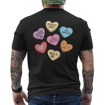 Speech Therapy Slp Happy Valentines Day Conversation Hearts Men's T-shirt Back Print - Monsterry