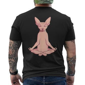 Sphynx Cat Yoga Meditation Breeder Hairless Pet Lover Men's T-shirt Back Print - Monsterry