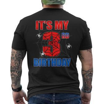 Spider Web 3 Years Old It's My 3Rd Birthday Boy Party Men's T-shirt Back Print - Monsterry UK