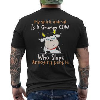My Spirit Animal Is A Grumpy Cow Who Slaps Annoying People Men's T-shirt Back Print - Monsterry AU