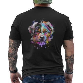 Splash Art Australian Shepherd Aussie Lover Mens Back Print T-shirt - Seseable