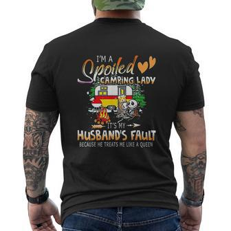 I Am A Spoiled Camping Lady It Is My Husband Fault Mens Back Print T-shirt - Seseable
