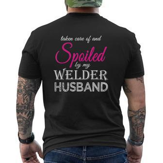 Spoiled By My Welder Husband Welder Wife Anniversary Mens Back Print T-shirt - Thegiftio UK