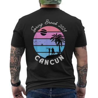 Spring Break 2024 Cancun Mexico Beach Retro Surf Vacation Men's T-shirt Back Print | Mazezy