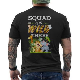 Squad Of The Wild Three Animal Safari 3Rd Birthday Party Men's T-shirt Back Print - Seseable