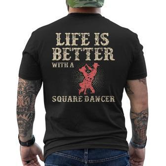 Square Dance Western Dancing Line Dancer Men's T-shirt Back Print - Monsterry AU