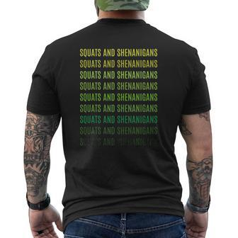 Squats And Shenanigans St Patricks Day Workout Fitness Lover Tank Top Mens Back Print T-shirt | Mazezy CA
