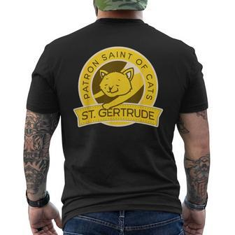 St Gertrude Of Nivelles Great Catholic Patron Saint Of Cats Men's T-shirt Back Print - Monsterry