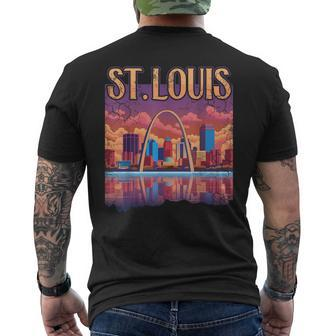 St Louis Gateway Arch Missouri Cityscape Skyline Men's T-shirt Back Print - Seseable
