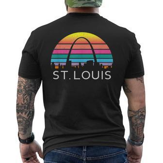 St Louis Missouri Gateway Arch Retro Mississippi River Lou Men's T-shirt Back Print - Monsterry AU