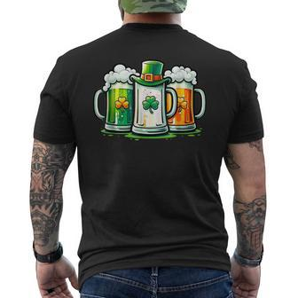 St Patrick Day Irish Ireland Flag Green Beer Lover Men's T-shirt Back Print - Monsterry UK
