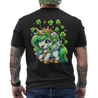 St Patrick Day Irish Unicorn Girls Toddler Lepricorn Men's T-shirt Back Print | Mazezy
