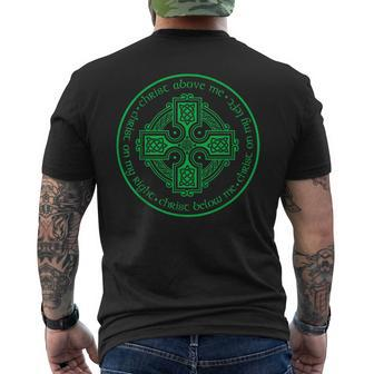 St Patrick's Breastplate Lorica Prayer Catholic Irish Cross Men's T-shirt Back Print - Thegiftio
