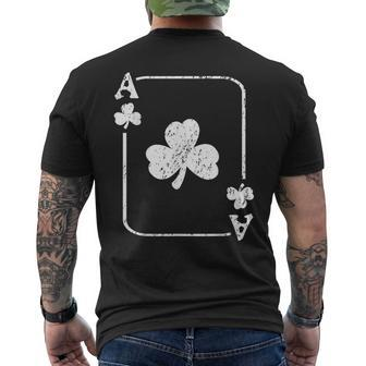 St Patrick's Day Ace Of Shamrocks Poker Green Playing Card Men's T-shirt Back Print | Mazezy