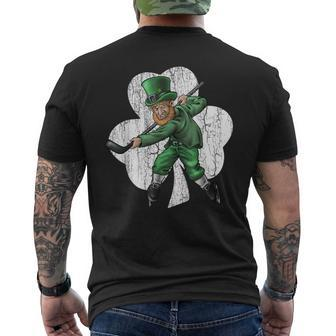 St Patrick's Day Hockey Hockey Player Leprechaun Men's T-shirt Back Print - Monsterry AU