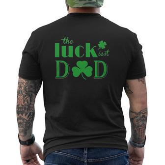 St Patrick's Day The Luckiest Dad Mens Back Print T-shirt | Mazezy