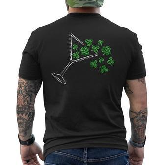 St Patrick's Day Martini Clover Bling Rhinestone Paddy's Day Men's T-shirt Back Print - Monsterry AU