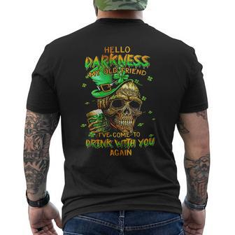 St Patrick's Day Skull Hello Darkness My Old Friend Men's T-shirt Back Print | Mazezy CA