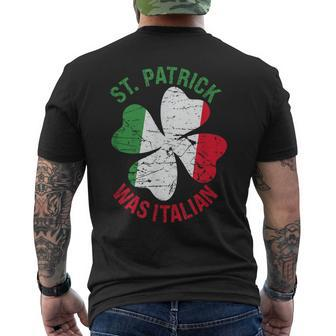 St Pattys Day Italian Heritage Clover Italian Flag Men's T-shirt Back Print - Monsterry CA