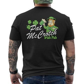St Patty's Day Pat Mccrotch Irish Pub Lucky Clover Men's T-shirt Back Print - Seseable
