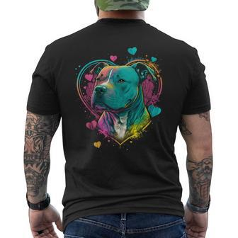 Staffie Dog Heart Valentines Day Heart Stafford Bull Terrier Men's T-shirt Back Print - Thegiftio UK
