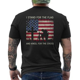 I Stand For The Flag And Kneel For The Cross Mens Back Print T-shirt | Mazezy