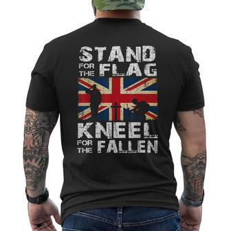 Stand For The Flag Kneel For The Fallen British Army Veteran Men's T-shirt Back Print - Thegiftio UK