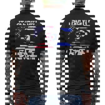 I Stand With Israel Usa Bandera Estadounidense Con Bandera De Israel Cuello Camiseta Hombre Estampado Espalda - Regaloses