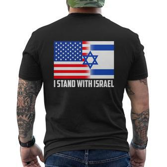 I Stand With Israel Usa Flags United Together Mens Back Print T-shirt - Thegiftio