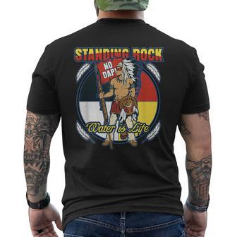 Standing Rock No Dapl Native Indian Warrior Protest Men's T-shirt Back Print - Monsterry