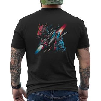 Star Battle Fox Vs Wolf Mens Back Print T-shirt - Seseable