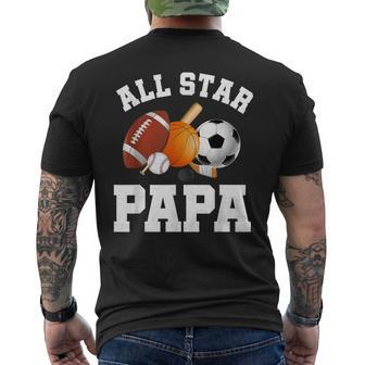All Star Papa Dad Of The Birthday Boy Sports Daddy Men's T-shirt Back Print - Monsterry