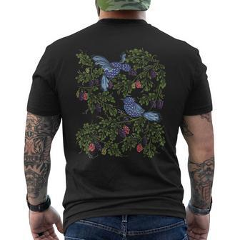 Starling Birds & Berries Vintage Ukrainian Vyshyvanka Men's T-shirt Back Print - Monsterry