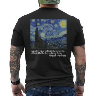 Starry Night By Vincent Van Gogh Famous Painting Men's T-shirt Back Print - Thegiftio UK