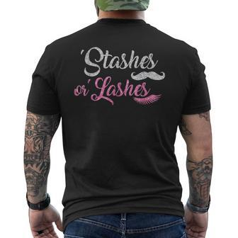 Stashes Or Lashes Baby Gender Shower Reveal T Men's T-shirt Back Print - Monsterry UK