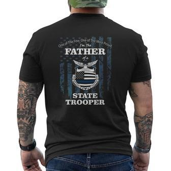 State Police Badge Proud State Trooper Dad Mens Back Print T-shirt | Mazezy