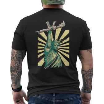 Statue Of Liberty Ar-15 Gun Loving American Men's T-shirt Back Print - Monsterry