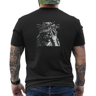 Statue Of Liberty Crying Mens Back Print T-shirt - Thegiftio UK