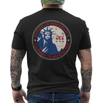 Statue Of Liberty Nation Of Immigrants Patriotic Men's T-shirt Back Print - Monsterry DE