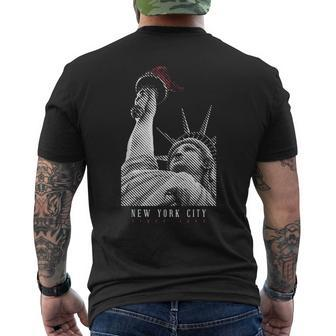 Statue Of Liberty New York City Nyc Ny Usa America Souvenir Men's T-shirt Back Print - Monsterry