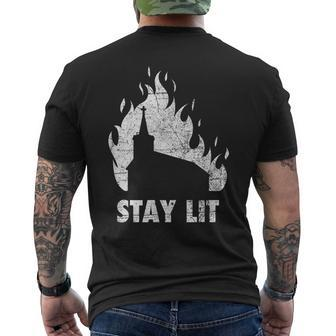 Stay Lit Burning Church Witchcraft Okult Grunge Satanic T-Shirt mit Rückendruck - Seseable